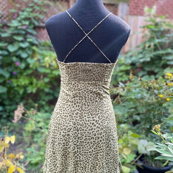 ZARA Olive Green Leopard Print Mini Dress XS - Picture 3 of 9